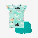 Posh Peanut Lenny - Basic Ruffled Capsleeve Tshirt And Ruffled Varsity Short