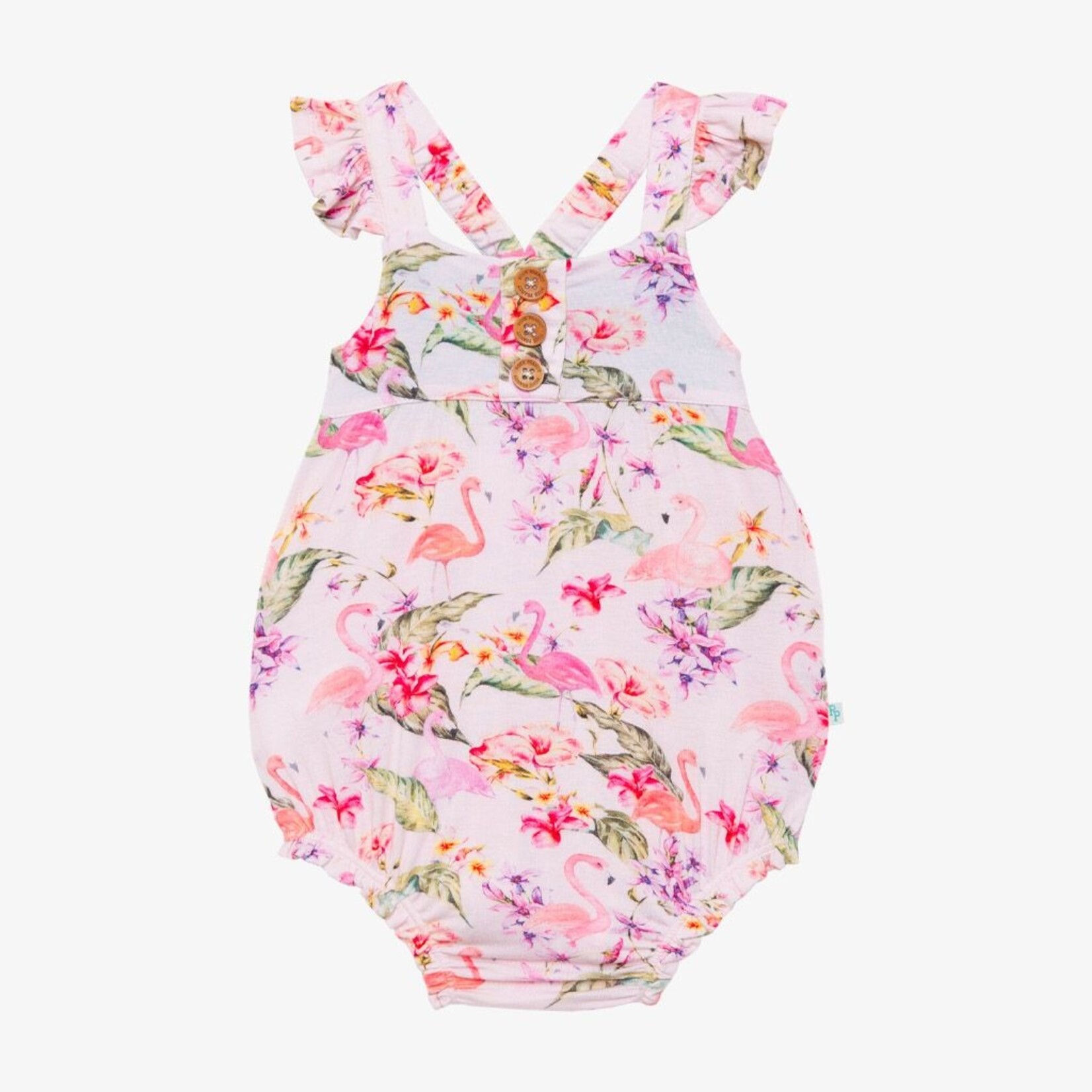 Posh Peanut Leilani - Henley Ruffled Capsleeve Bubble Romper
