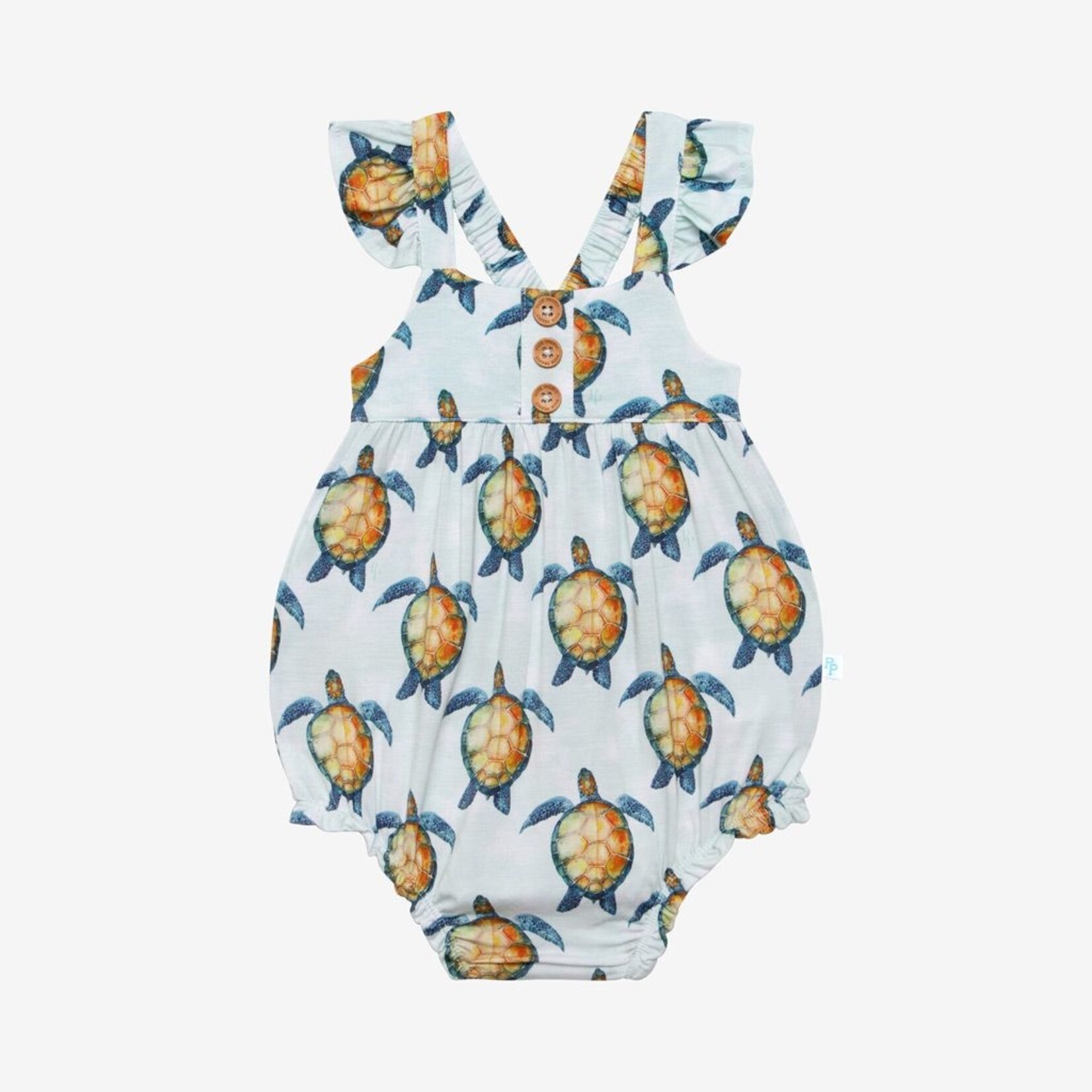 Posh Peanut Cruz - Henley Ruffled Capsleeve Bubble Romper