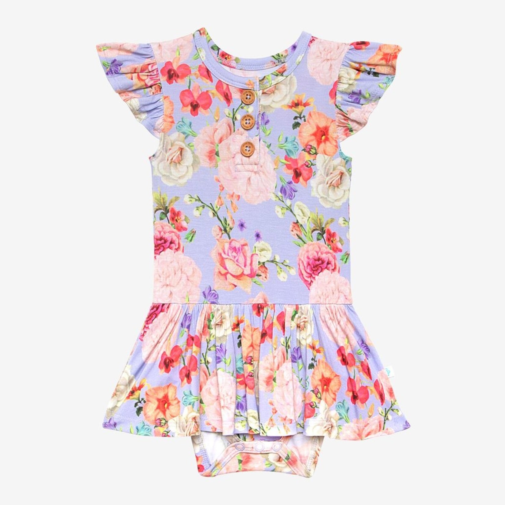 Posh Peanut Bellamy - Ruffled Capsleeve Henley Twirl Skirt Bodysuit