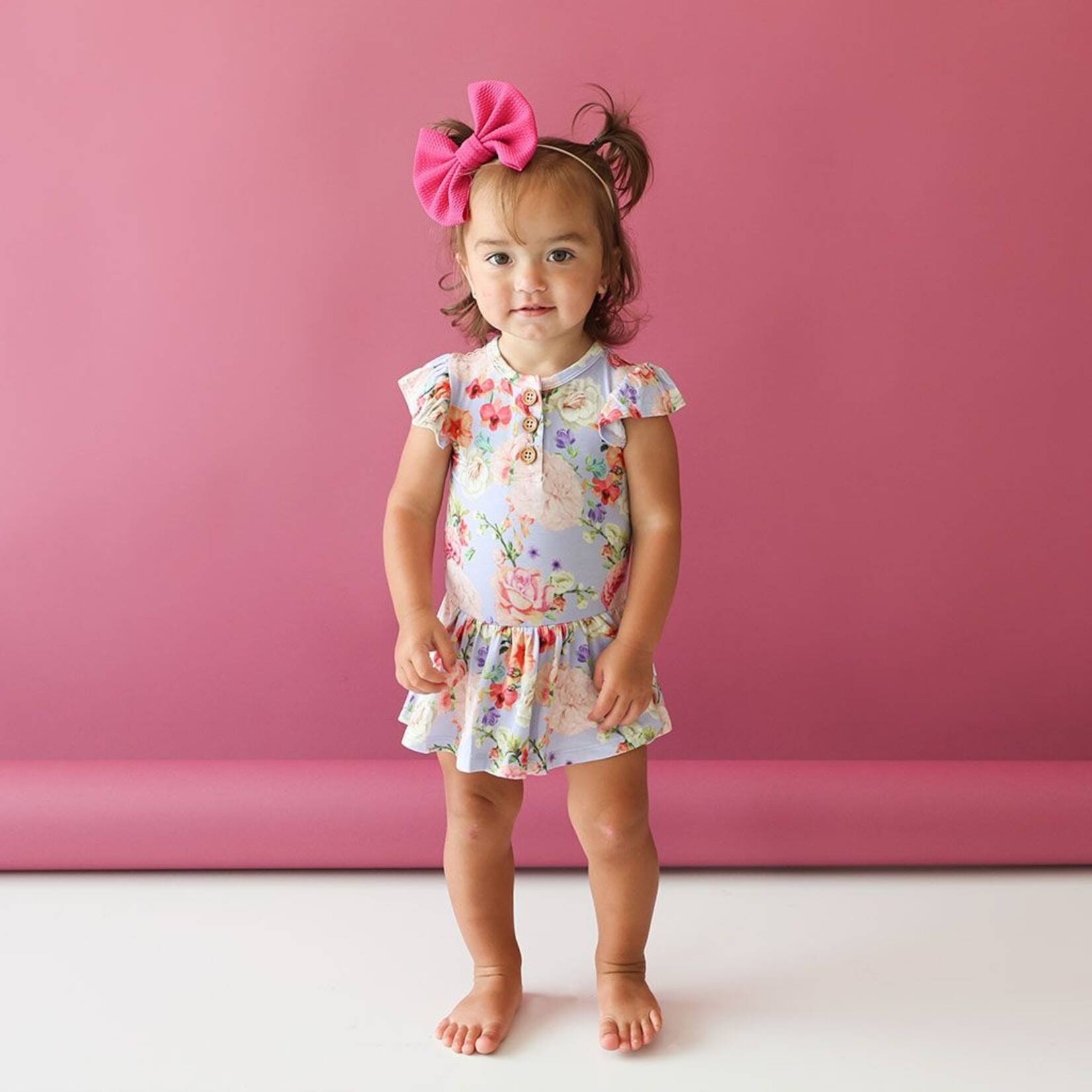 Posh Peanut Bellamy - Ruffled Capsleeve Henley Twirl Skirt Bodysuit