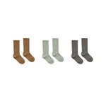 Rylee + Cru Solid Ribbed Socks - Rust/Agave/Charcoal