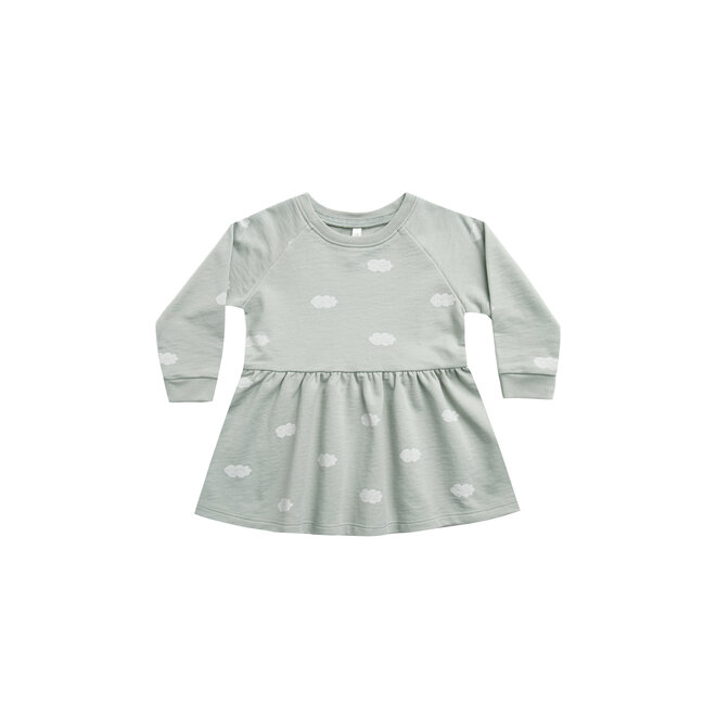 Long Sleeve Raglan Dress - Clouds