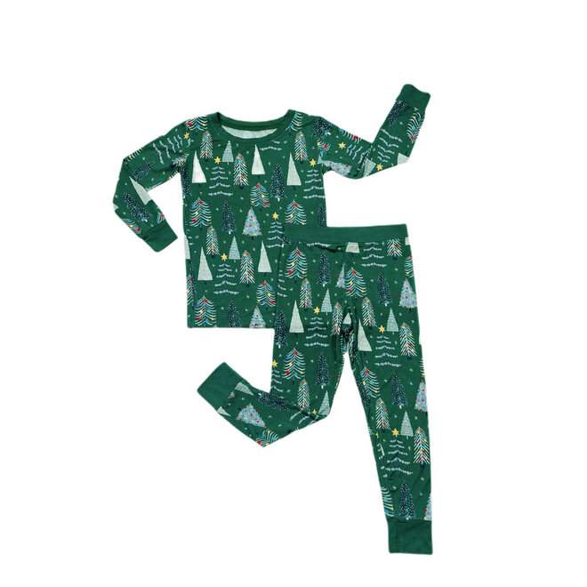 Green Twinkling Trees - Two-piece Pajama Set