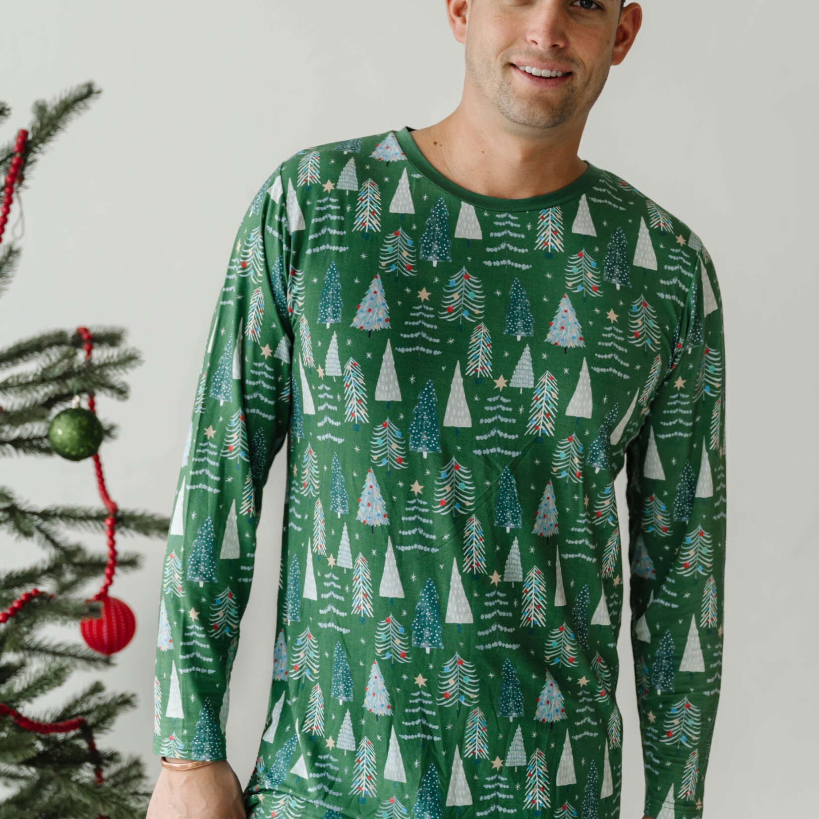 Little Sleepies Green Twinkling Trees - Two-Piece Men's Pajama Set