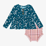 Posh Peanut Adriana - Long Sleeve Henley Peplum Top & Bloomer Set