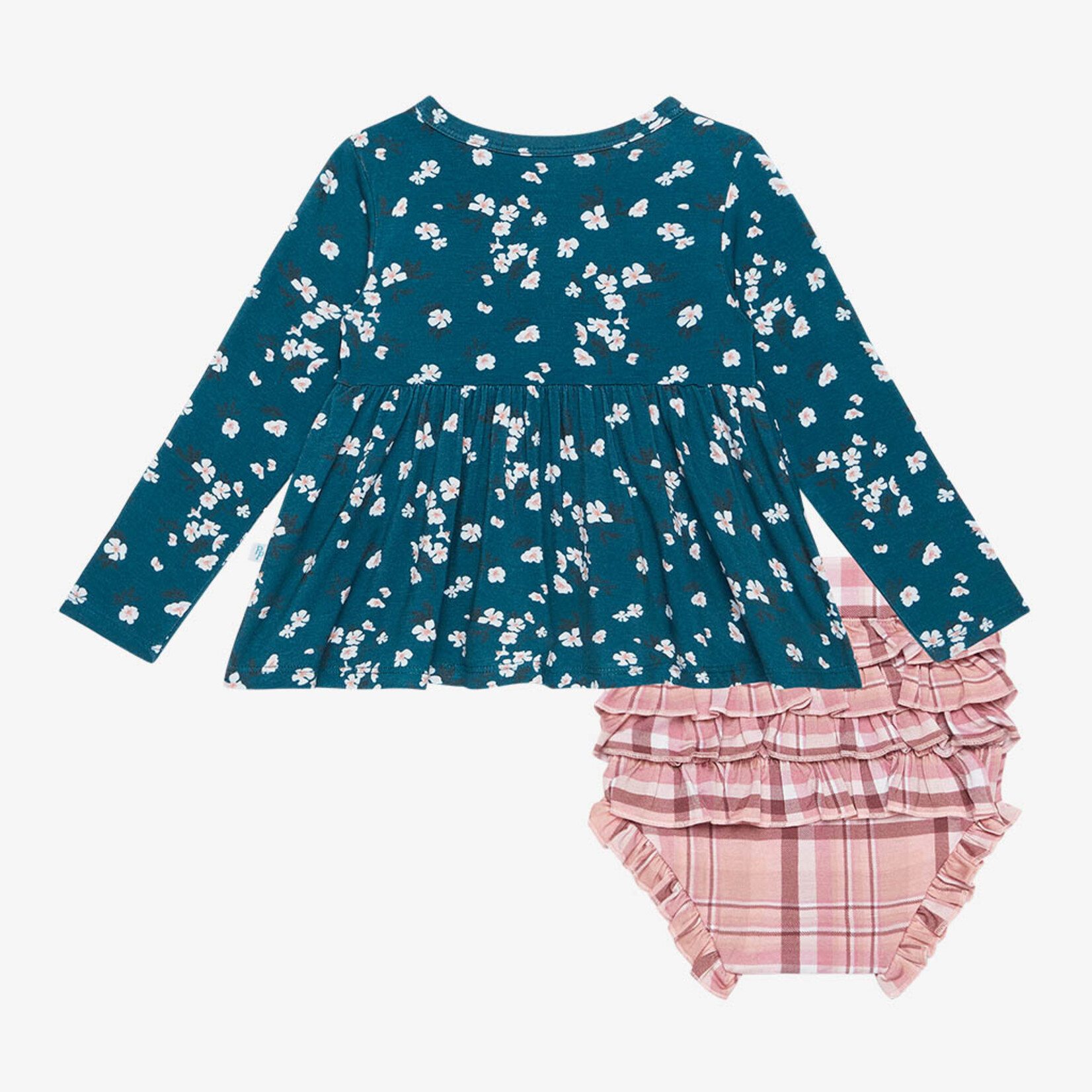 Posh Peanut Adriana - Long Sleeve Henley Peplum Top & BloomerSet