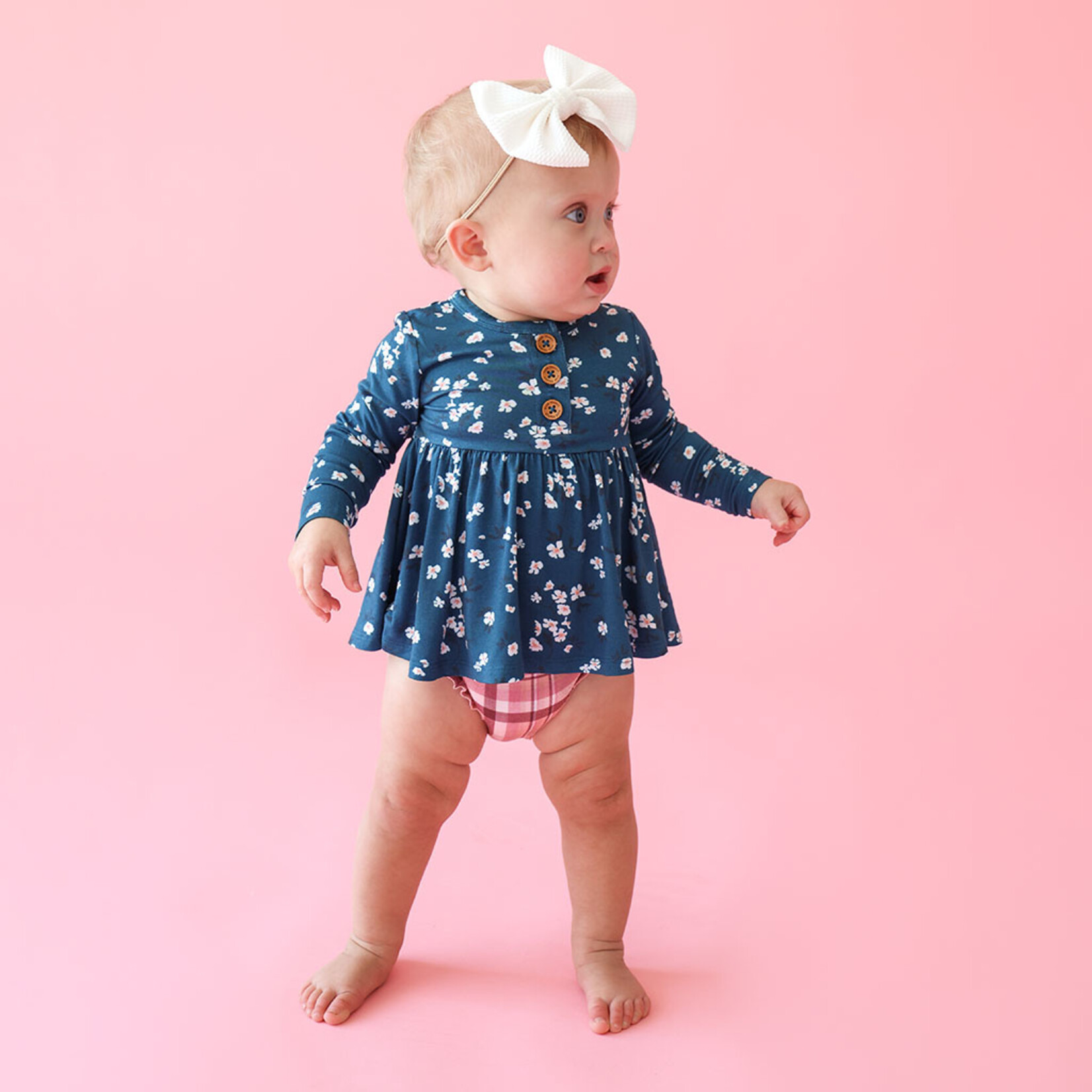 Posh Peanut Adriana - Long Sleeve Henley Peplum Top & BloomerSet