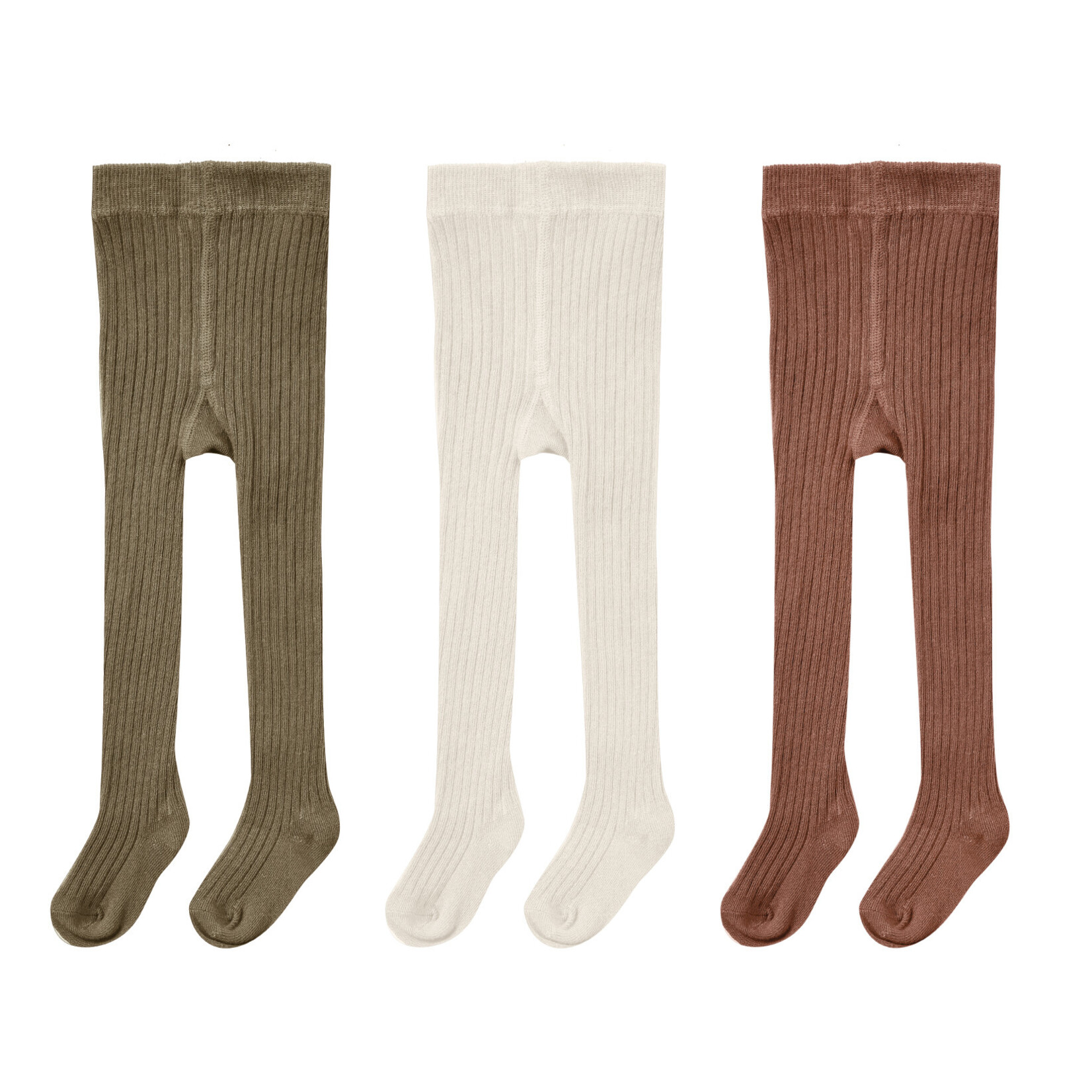 Rylee + Cru Solid Ribbed Tights 3 Pk - Olive, Stone, Wine