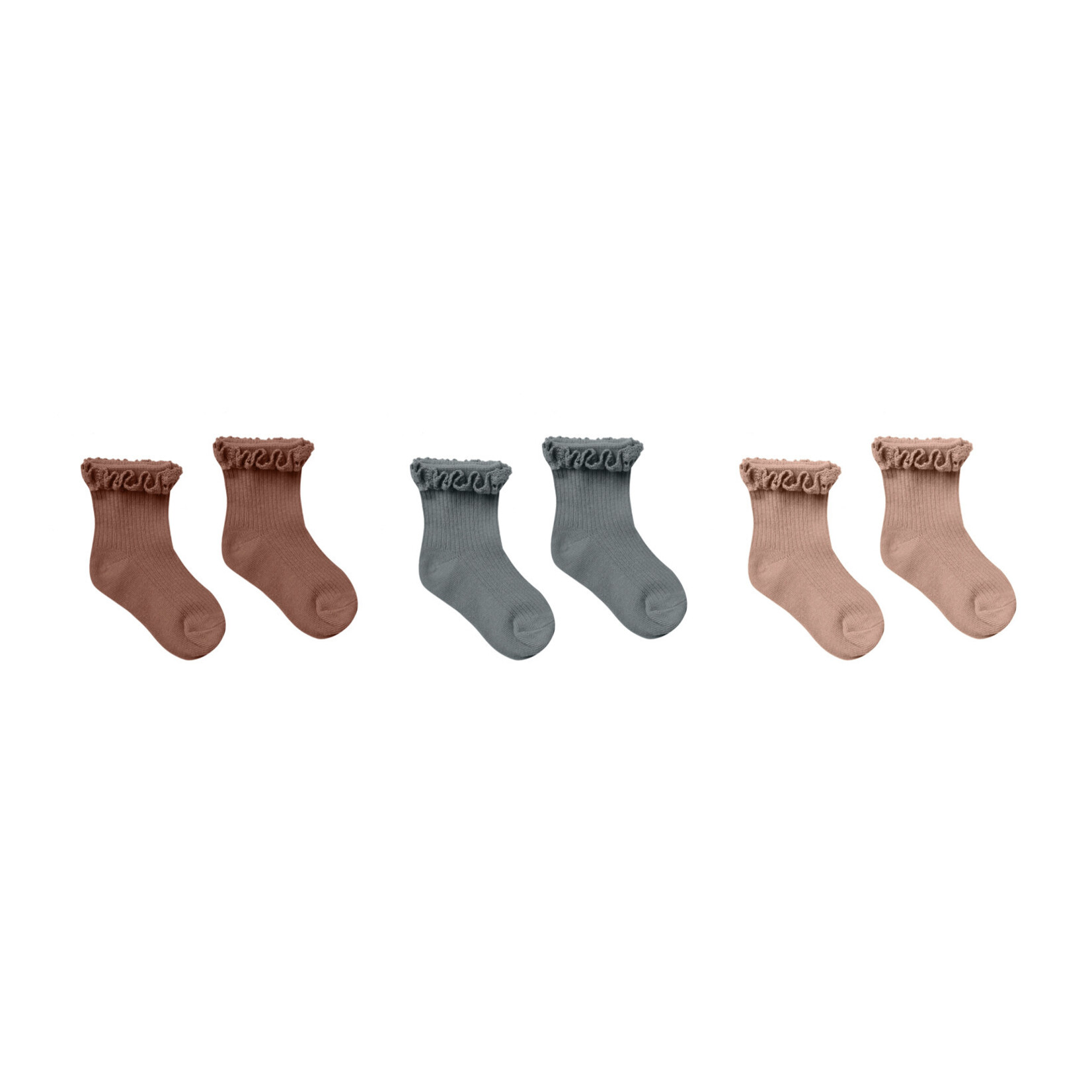 Rylee + Cru Ruffle Socks 3 Pk - Wine, Indigo, Rose