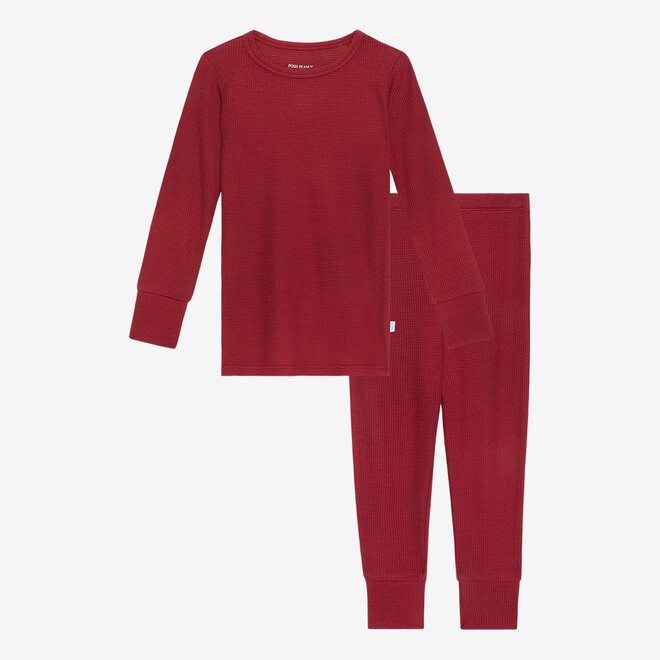 Bordeaux Waffle - 2pc Long Sleeve Pajama Set