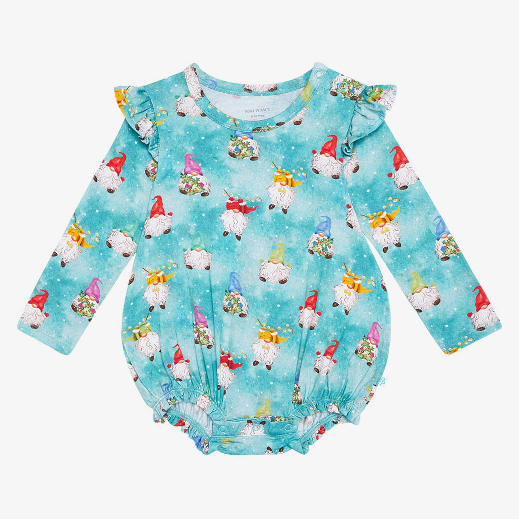 Posh Peanut Gnomey - Long Sleeve Ruffled Bubble Romper