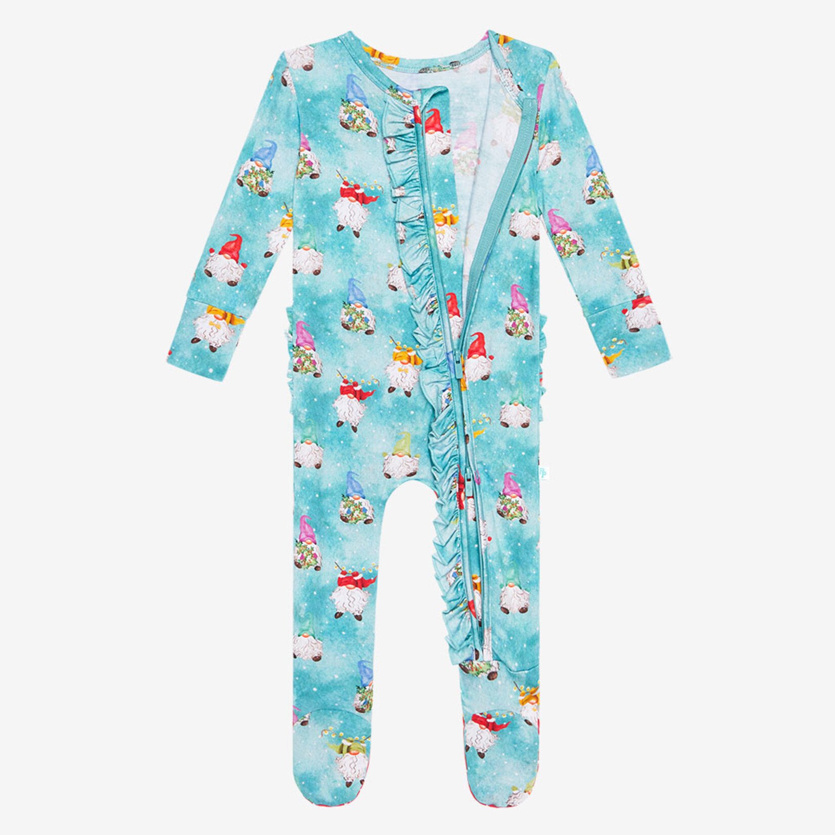 Posh Peanut Gnomey - Ruffled Zippered Footie