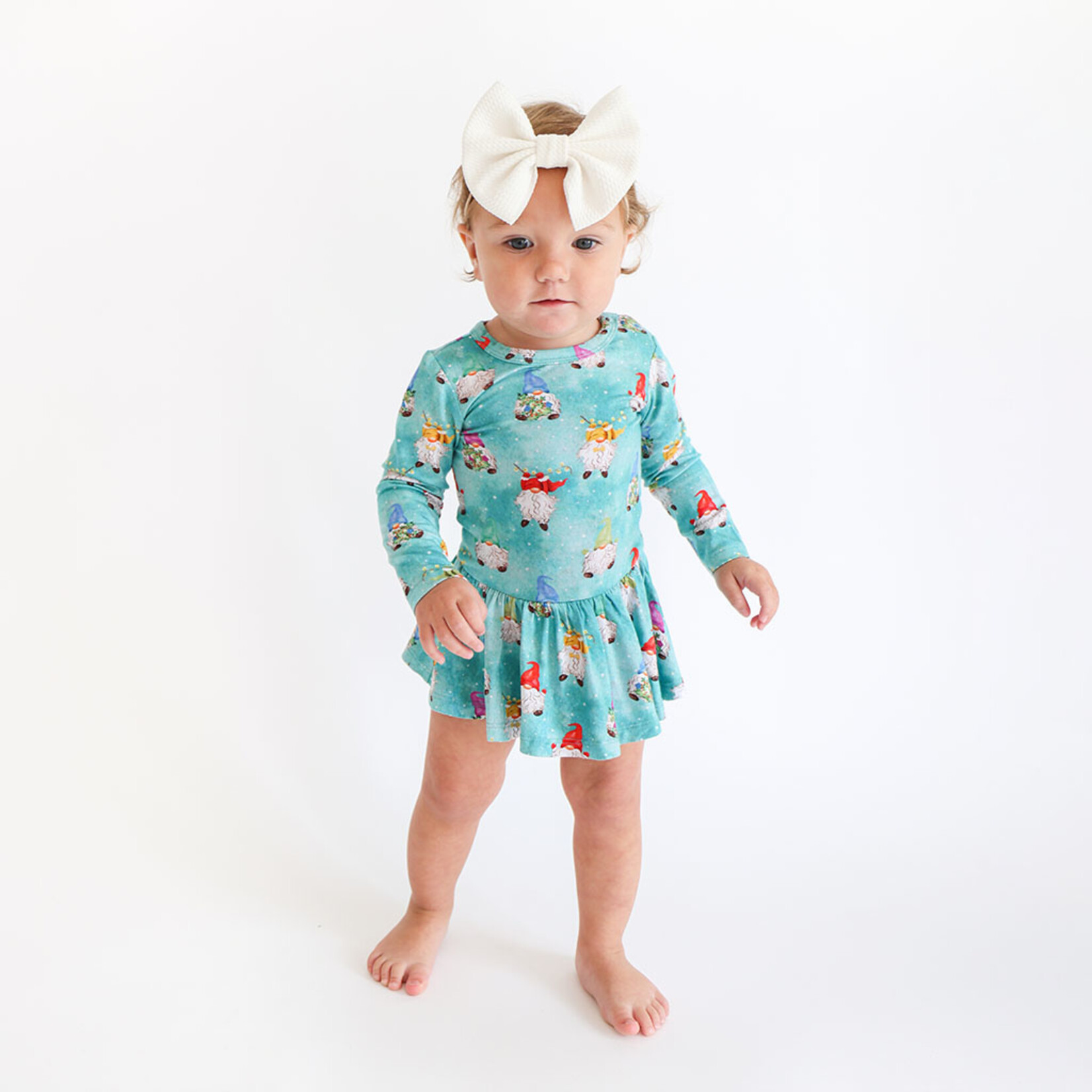 Posh Peanut Gnomey - Long Sleeve Twirl Skirt Bodysuit
