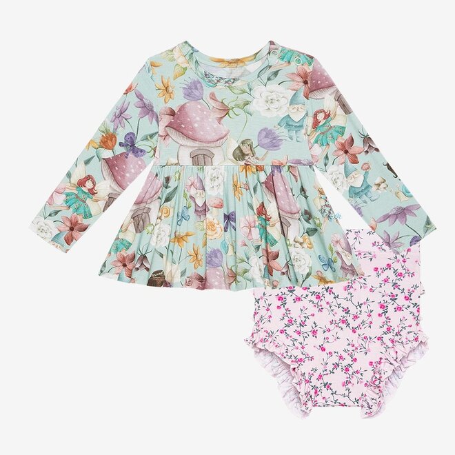 Faye - Long Sleeve Peplum Top & Bloomer Set