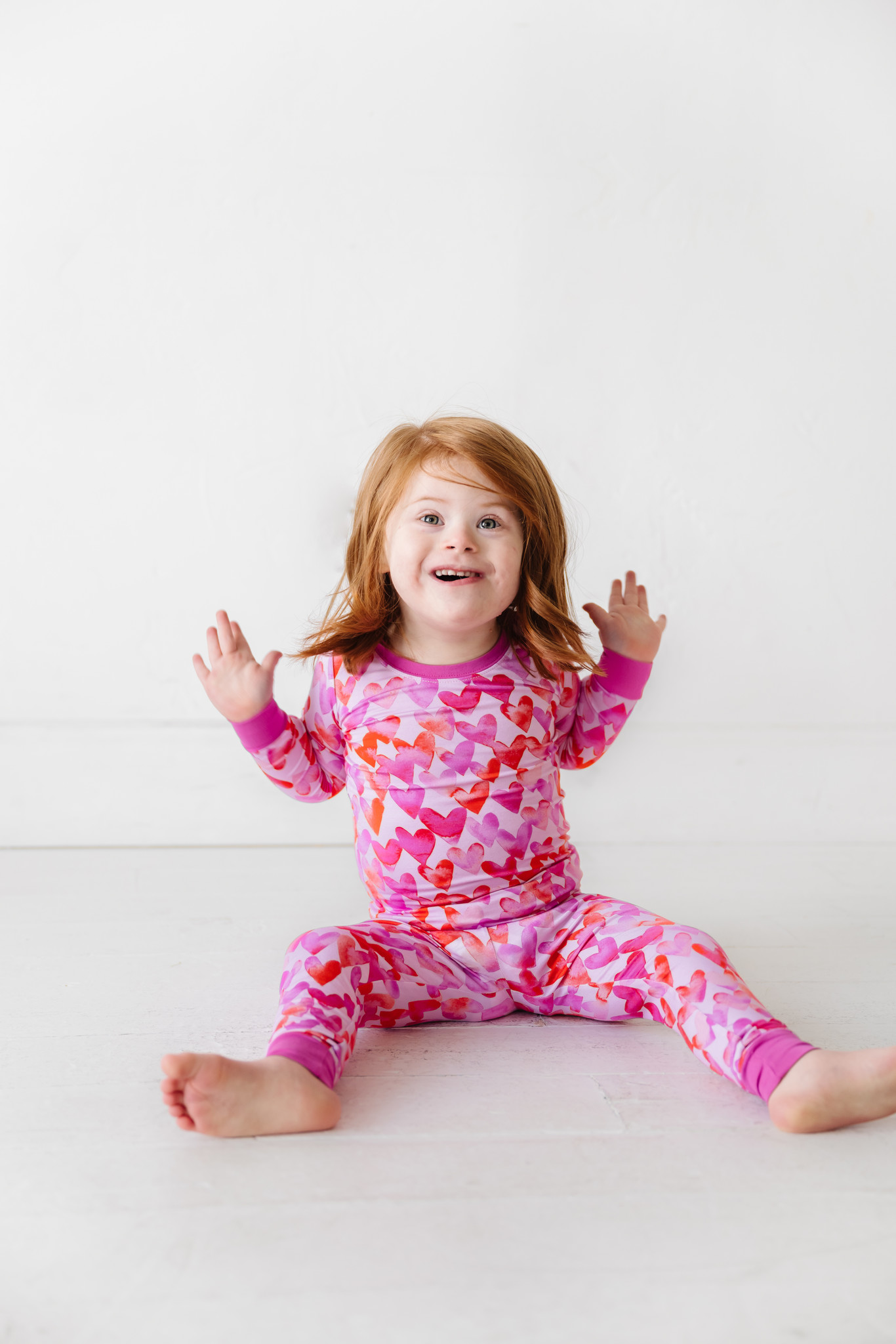 Pink Watercolor Hearts Two Piece Pajamas Jack Gray Kids