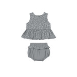 Sleeveless Peplum Set | Indigo Floral