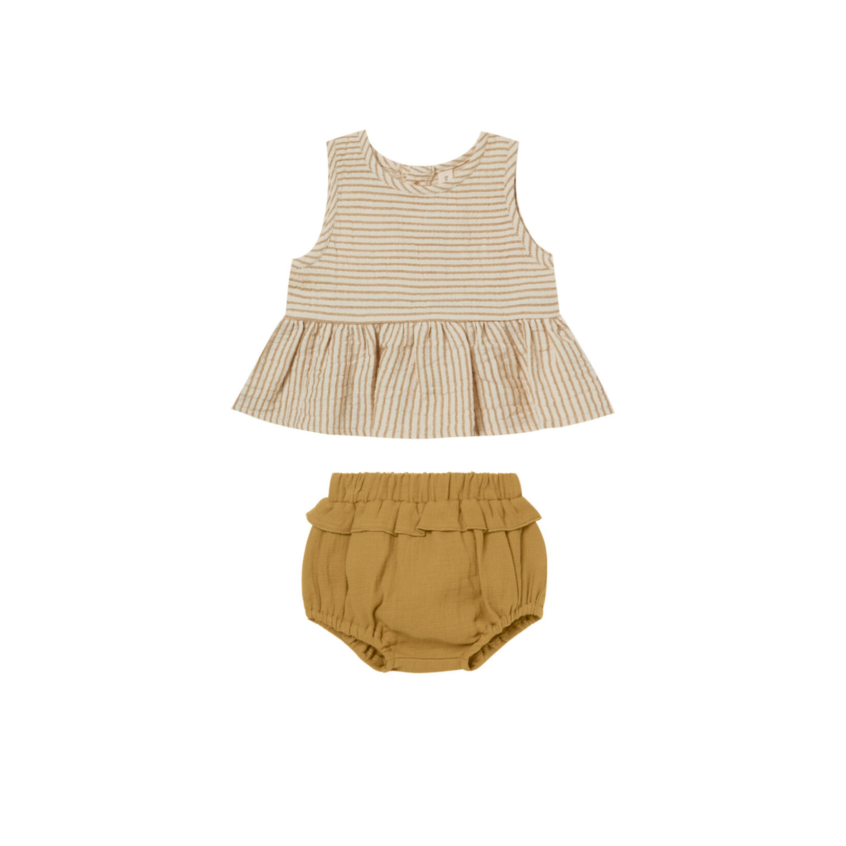 Sleeveless Peplum Set | Ocre Stripe