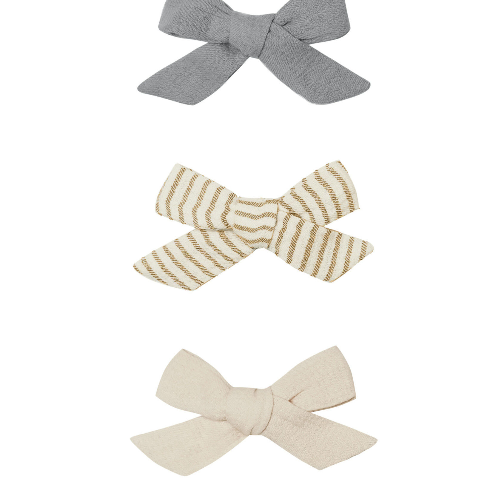 Bow W. Clip Set | Washed Indigo, Natural, Ocre Stripe