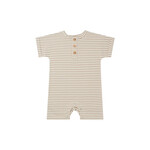 Short-Sleeve Romper | Warm Grey Stripe