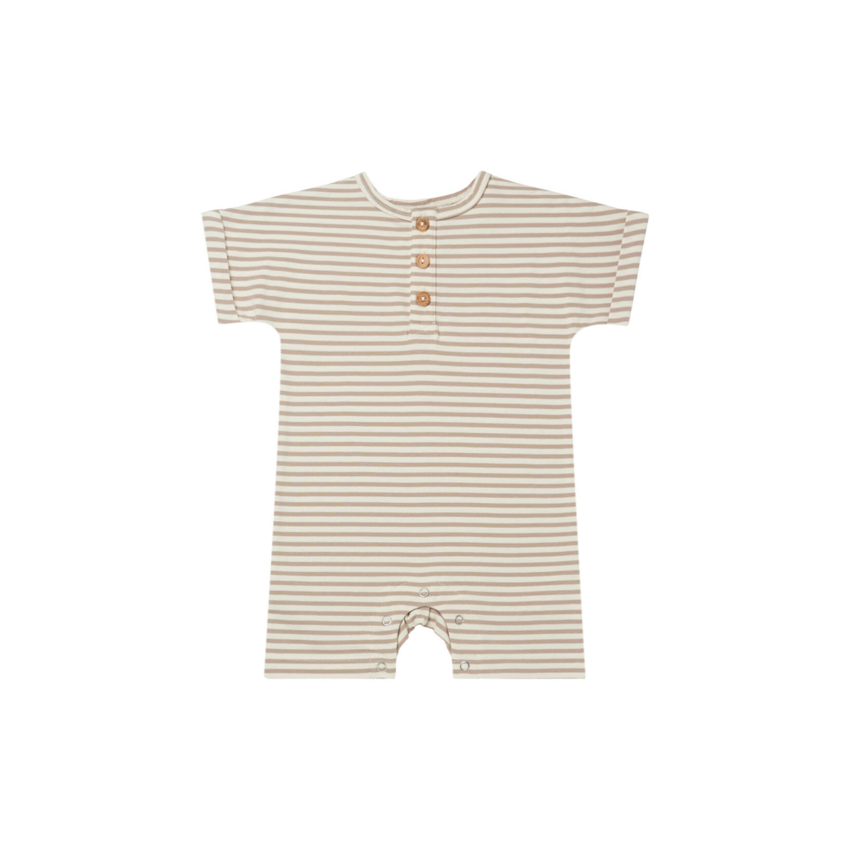 Short-Sleeve Romper | Warm Grey Stripe