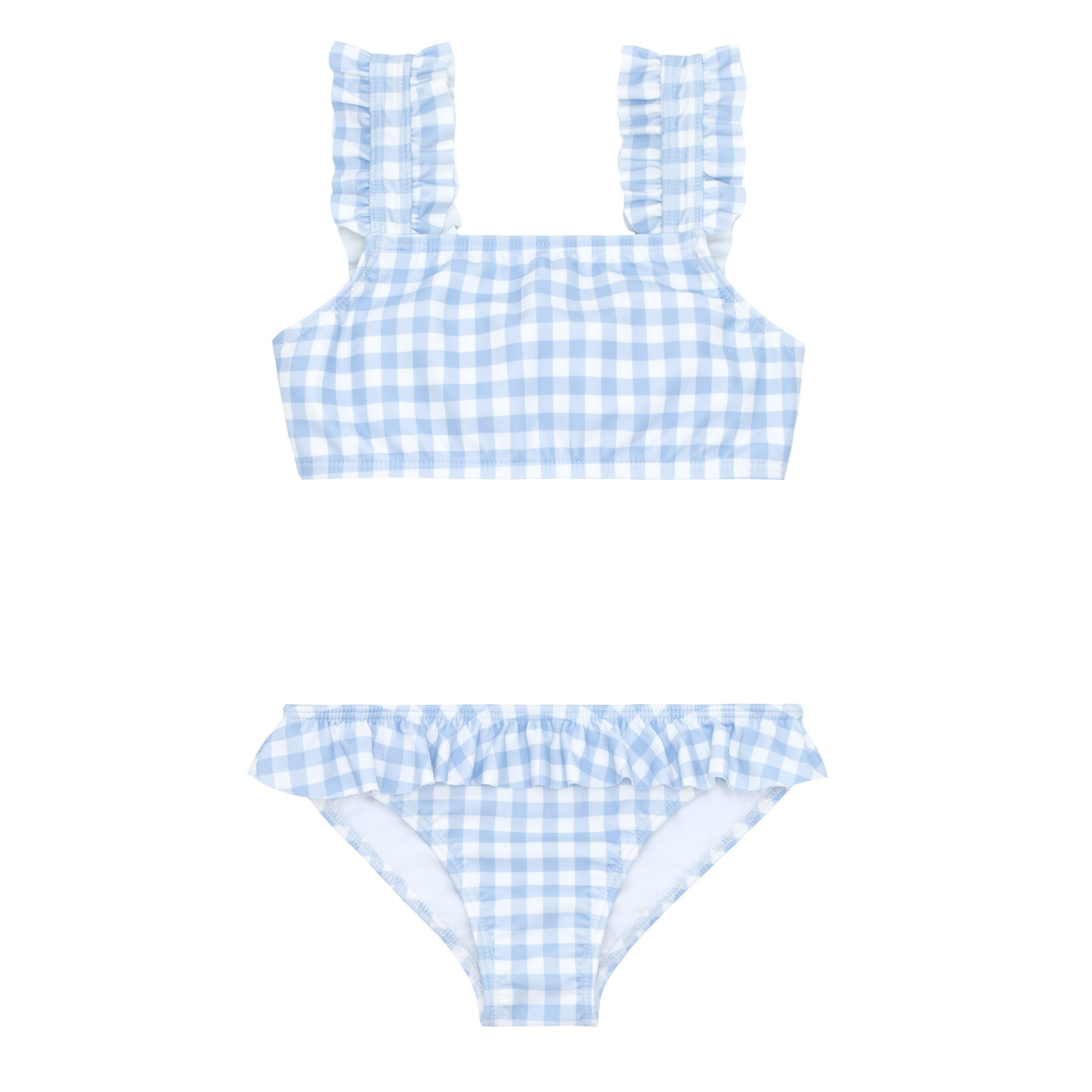 Minnow Girls Oasis Blue Gingham Ruffle Strap Bikini