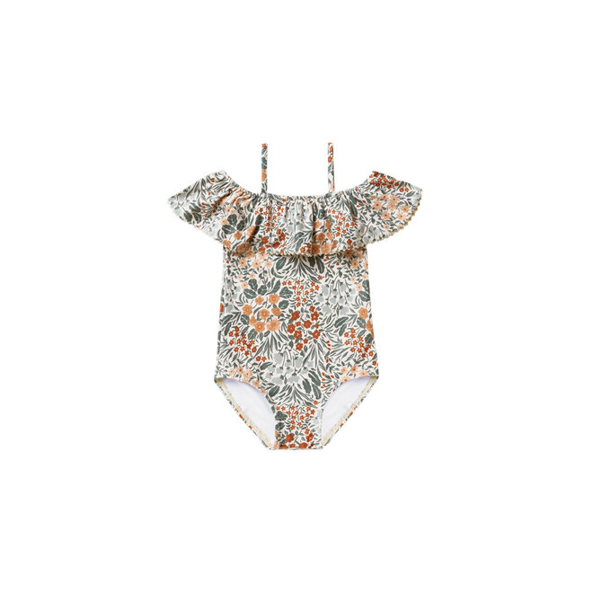 Off the Shoulder One Piece Swim | Flower Field