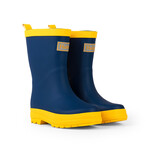 Navy & Yellow Matte Rain Boots