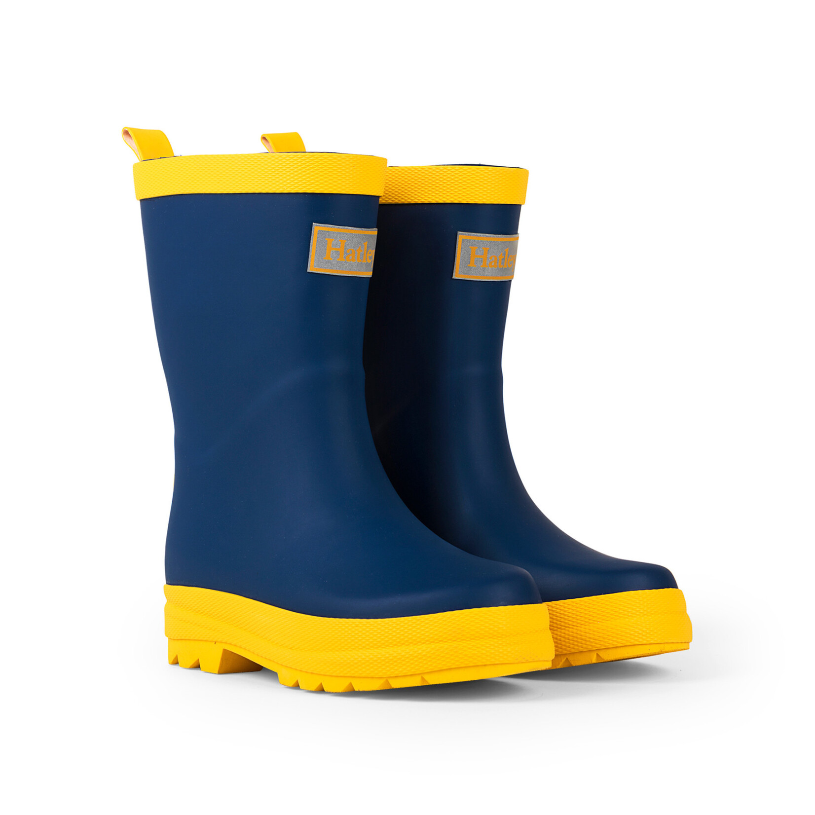 Navy & Yellow Matte Rain Boots