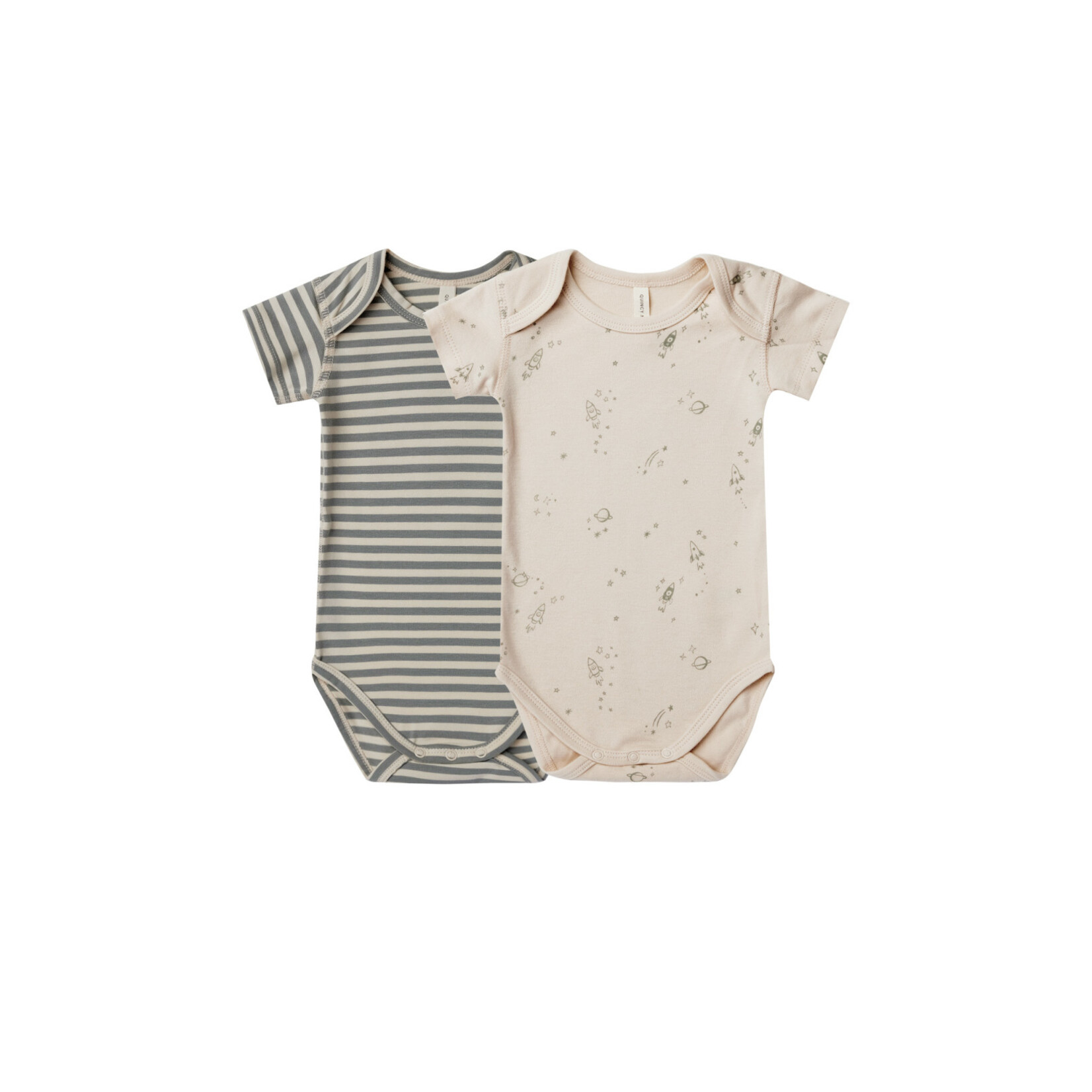 short sleeve bodysuit, 2 pack | sea green stripe, space
