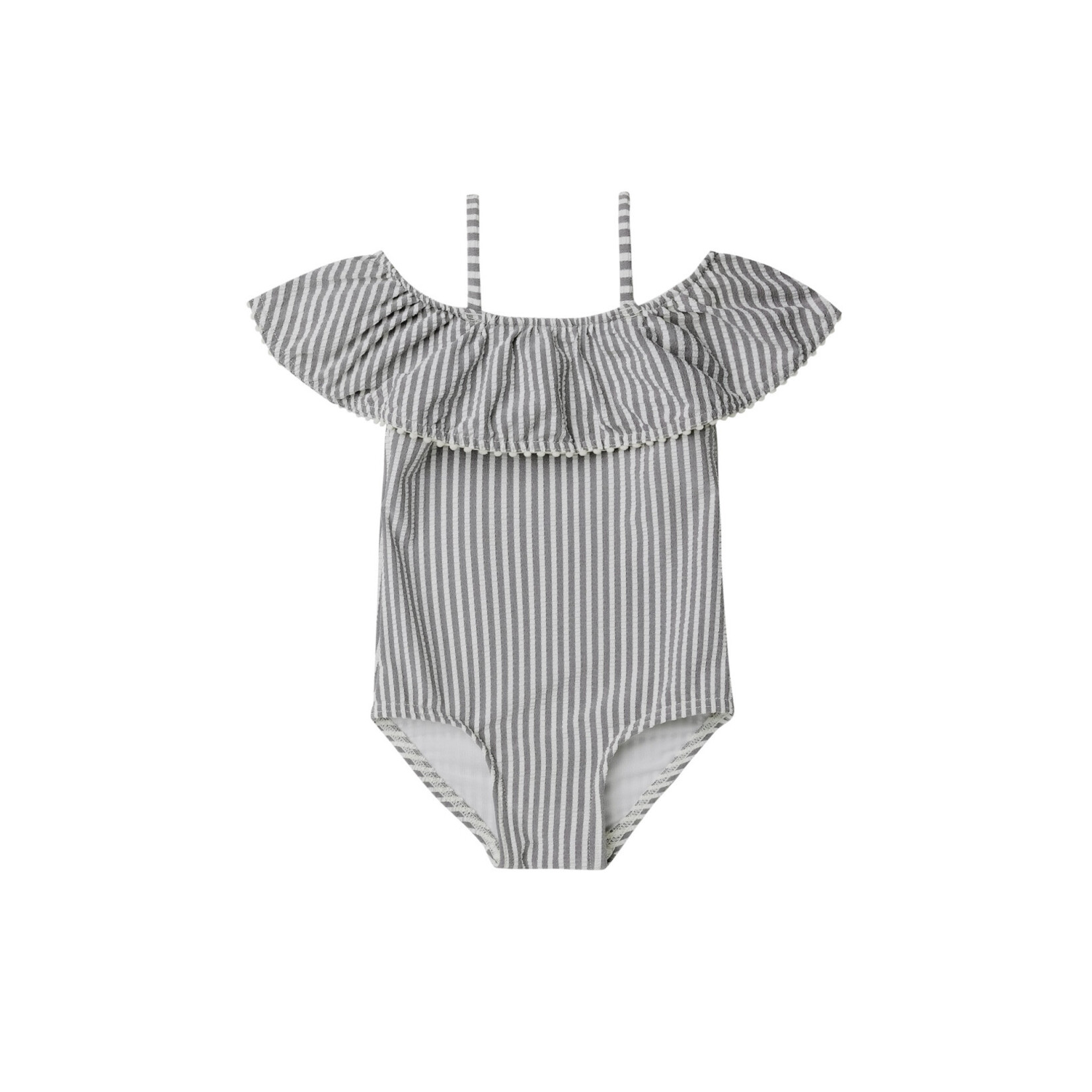 Rylee + Cru off-the-shoulder one-piece || ink stripe