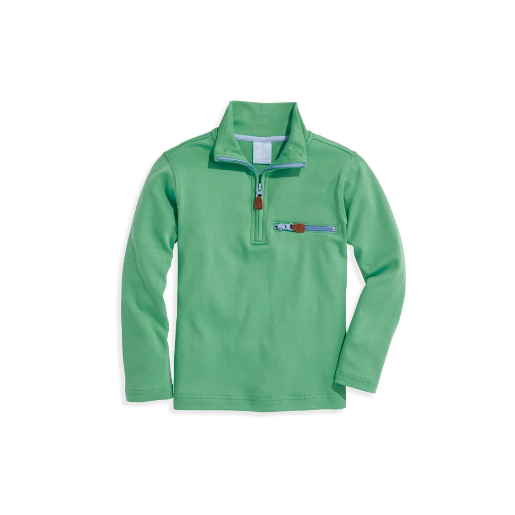 Bella Bliss Pima Half Zip with Pocket - Green with Blue