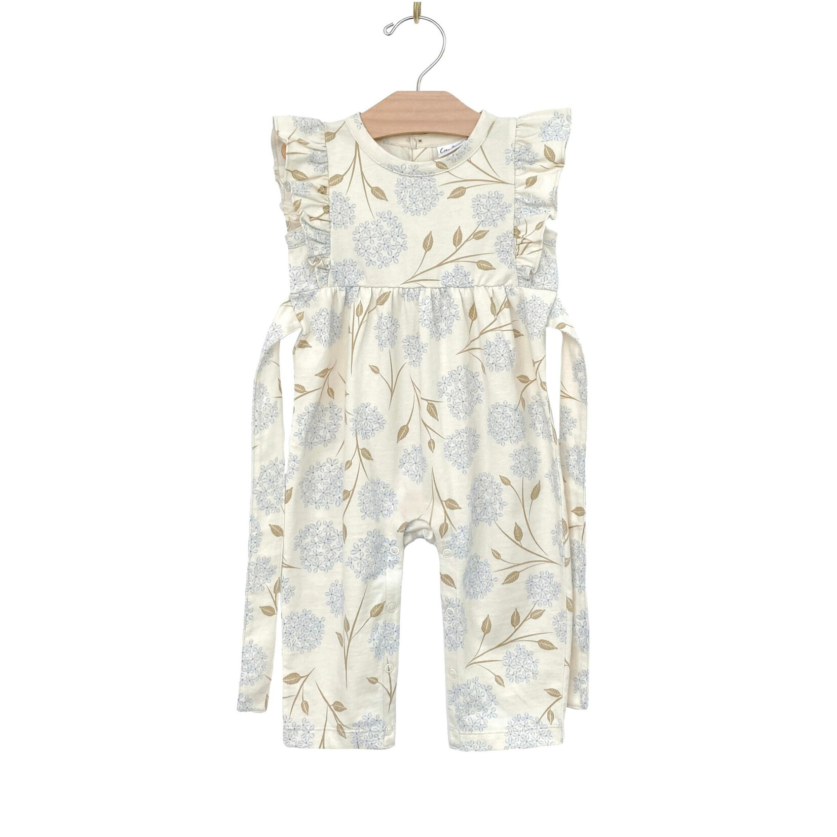 City Mouse Flutter Long Romper - Combed Jersey - Hydrangea