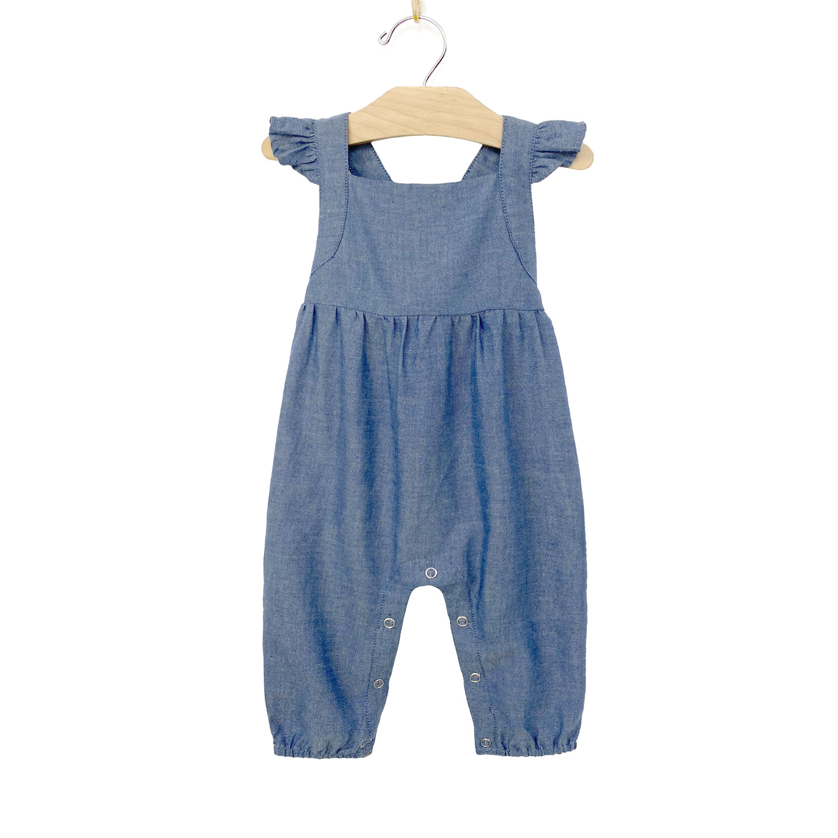 City Mouse Crossback Long Romper - Light Chambray