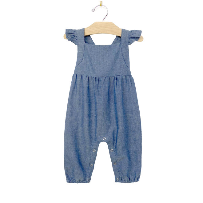 Crossback Long Romper - Light Chambray