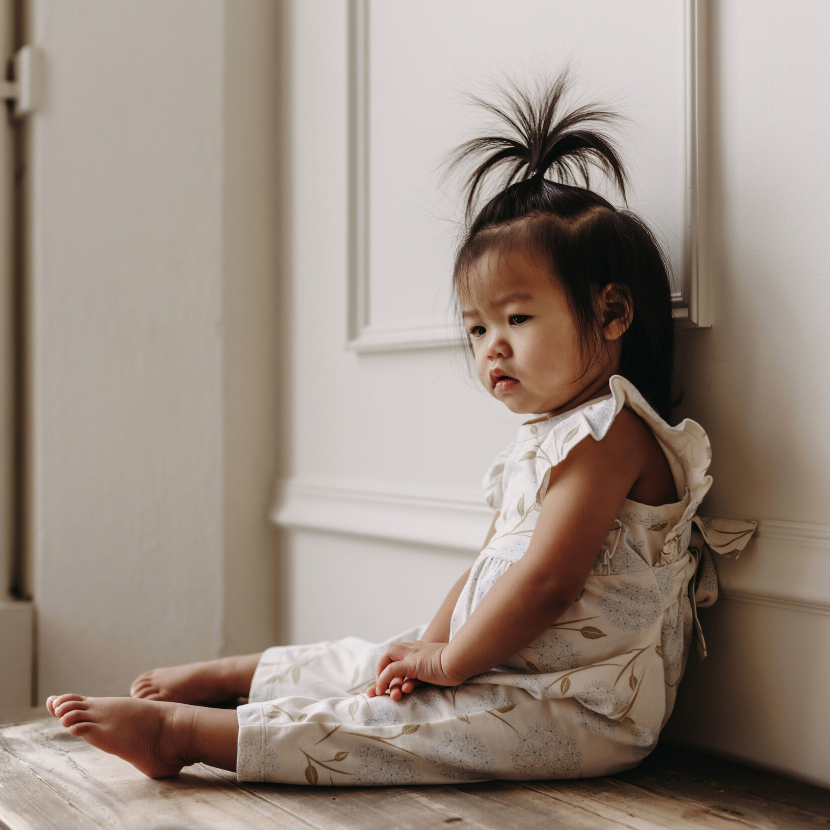 City Mouse Flutter Long Romper - Combed Jersey - Hydrangea