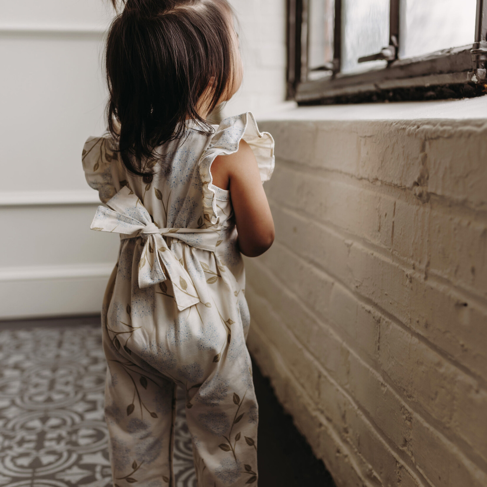 City Mouse Flutter Long Romper - Combed Jersey - Hydrangea