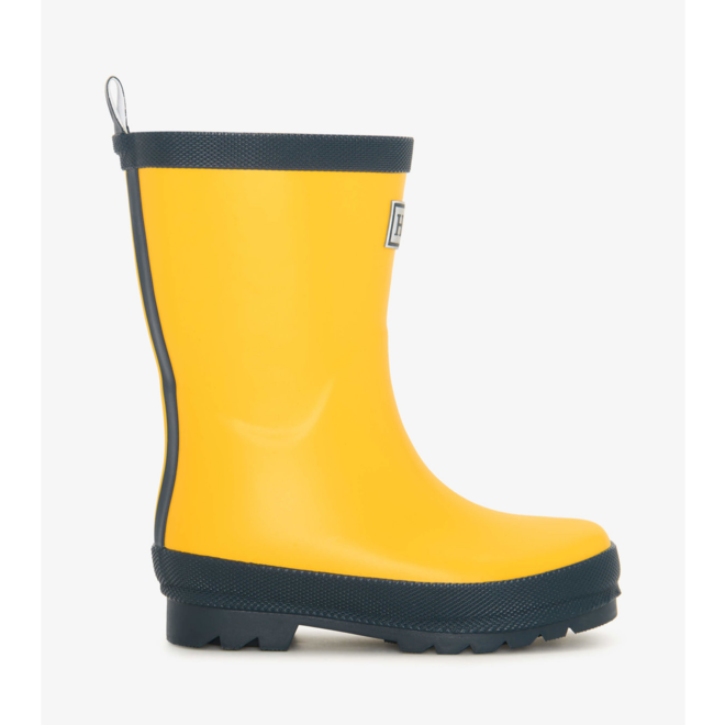 Yellow & Navy Matte Rain Boots