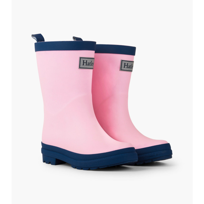 Pink & Navy Matte Rain Boots