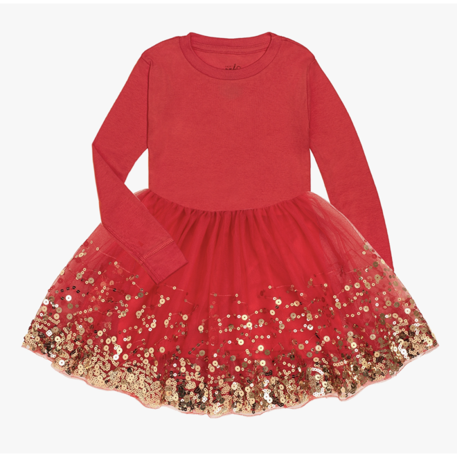 Red Sequin Christmas Long Sleeve Tutu Dress *FINAL SALE - HOLIDAY*