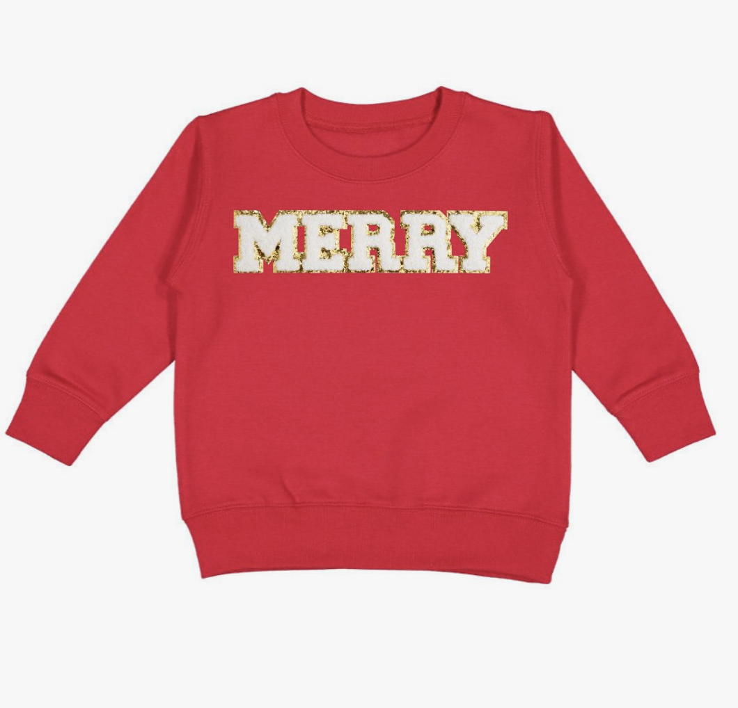 Merry Patch Christmas Sweatshirt - Red *FINAL SALE - HOLIDAY* - Jack & Gray  Kids