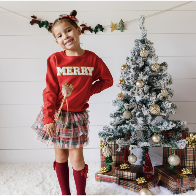 Merry Patch Christmas Sweatshirt - Red *FINAL SALE - HOLIDAY*