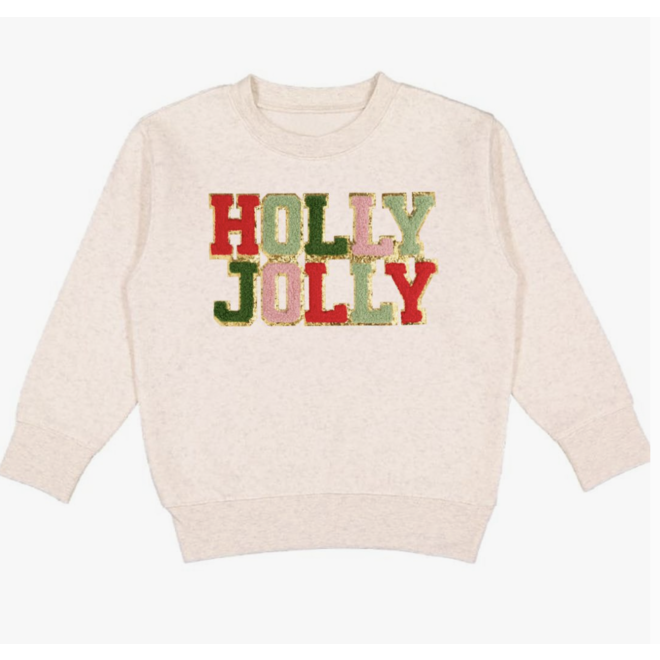 Holly Jolly Patch Christmas Sweatshirt - Natural *FINAL SALE - HOLIDAY*