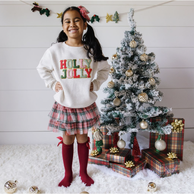 Holly Jolly Patch Christmas Sweatshirt - Natural *FINAL SALE - HOLIDAY*