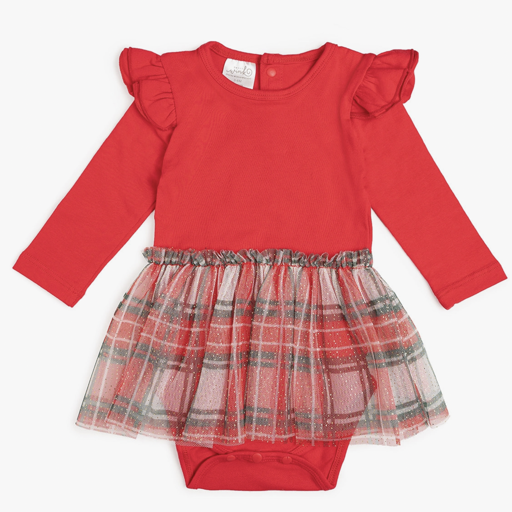 Sweet Wink Christmas Plaid Long Sleeve Tutu Bodysuit *FINAL SALE - HOLIDAY*
