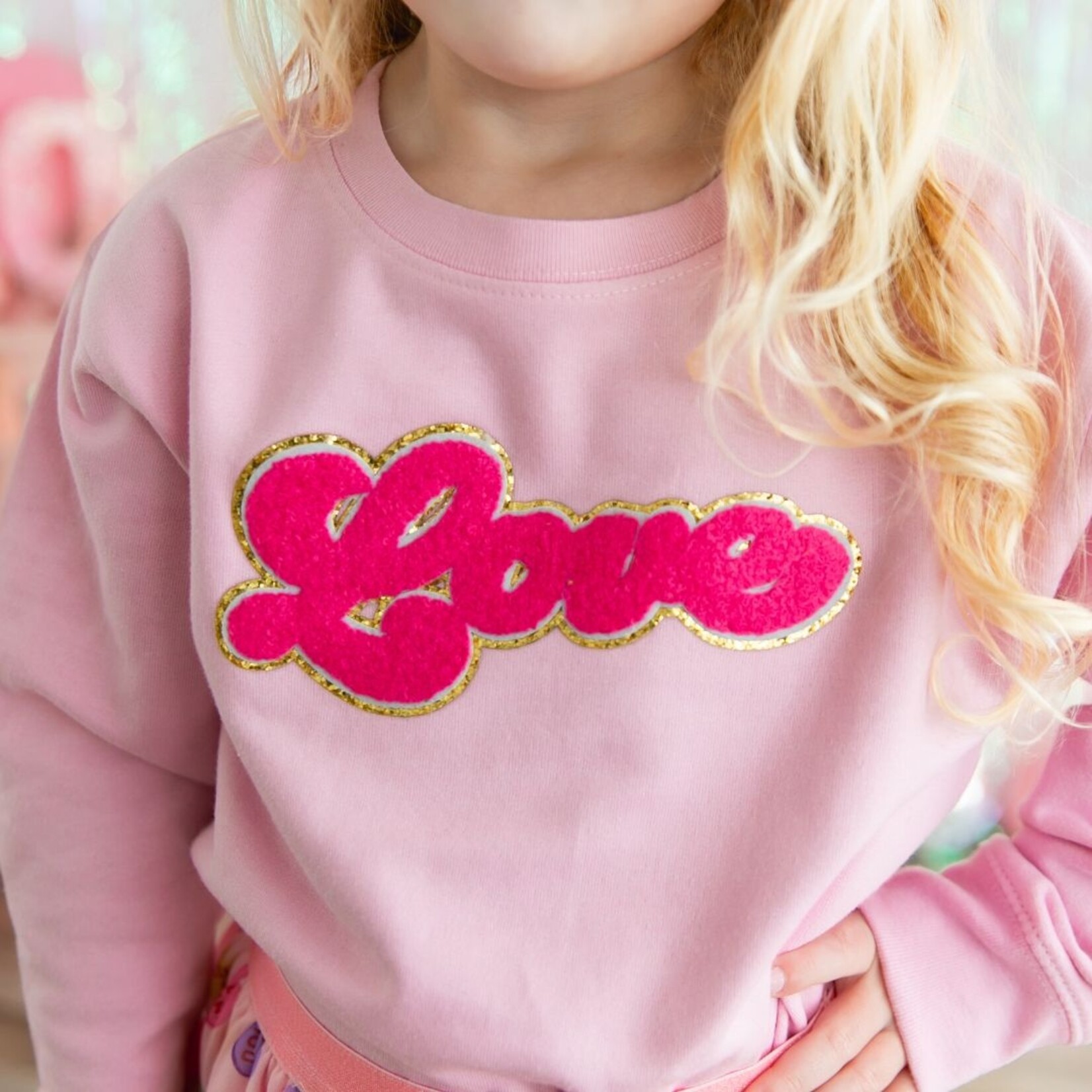 Sweet Wink Love Script Patch Sweatshirt *FINAL SALE - HOLIDAY ITEM*