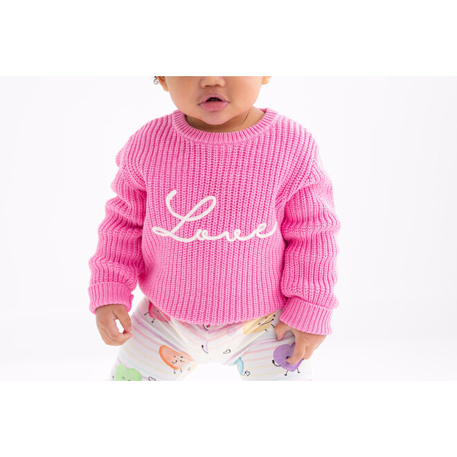 Pink 'love' Chunky Knit Sweater *FINAL SALE - HOLIDAY ITEM*
