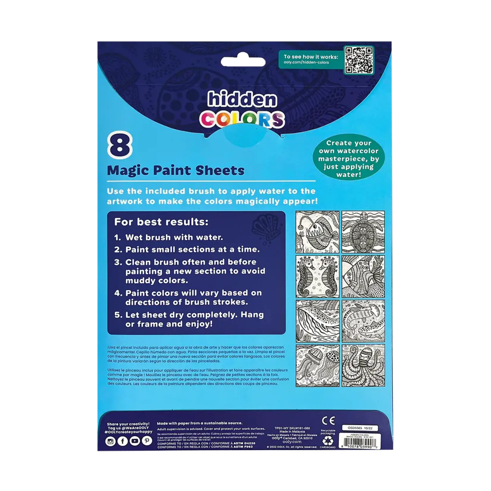Hidden Colors Magic Paint Sheets (9 PC Set) - Magic Ocean