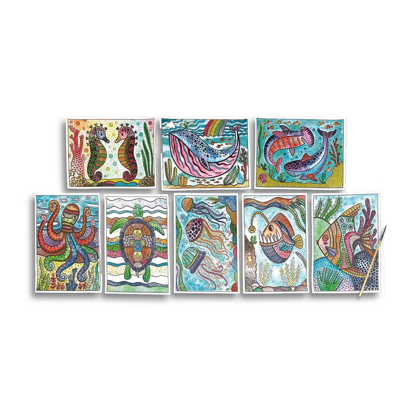 Hidden Colors Magic Paint Sheets (9 PC Set) - Magic Ocean