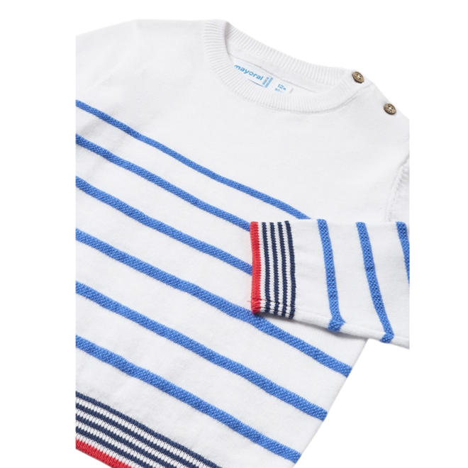 Lightweight Stripes Sweater || Off White-Blue